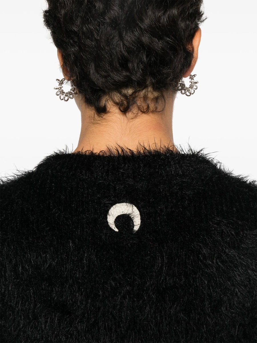 Pulover tricotat MARINE SERRE crescent moon negru - Img 5