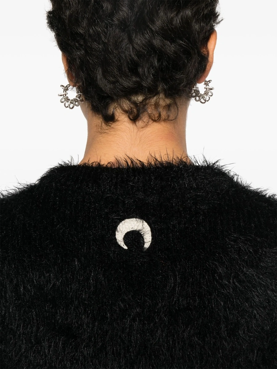 Pulover tricotat MARINE SERRE crescent moon negru - Img 5