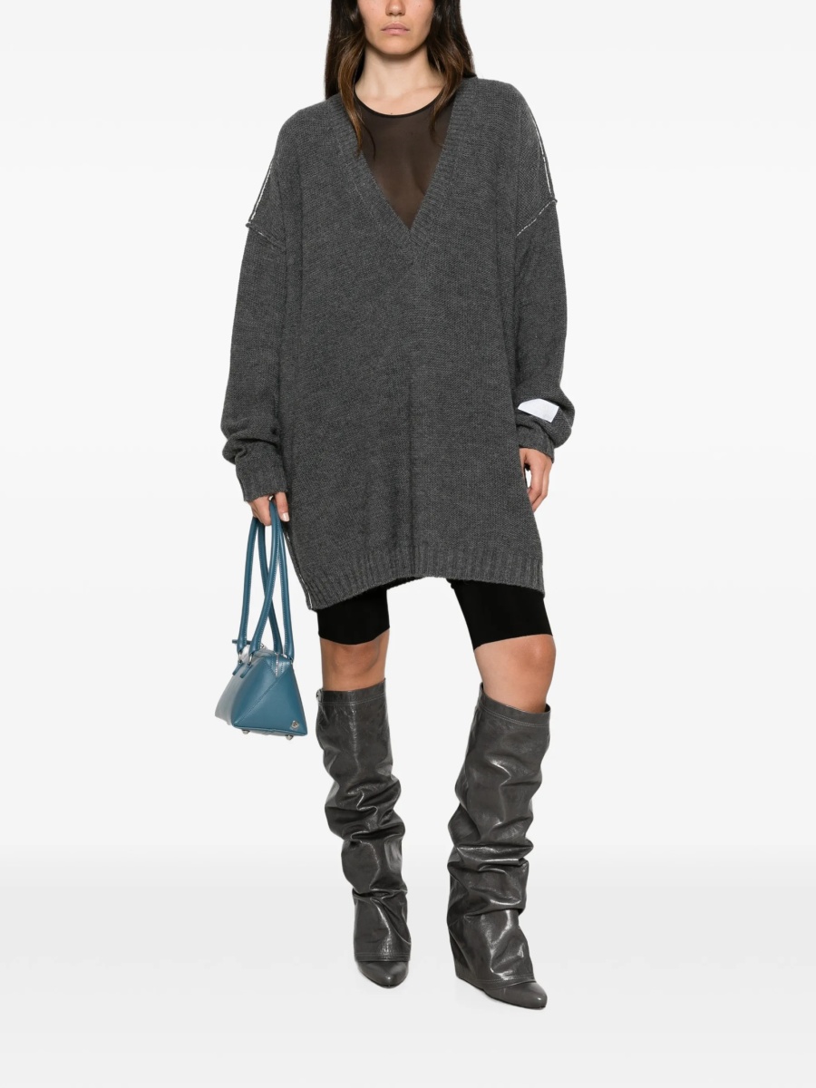 Pulover tricotat MM6 Maison Margiela gri - Img 2