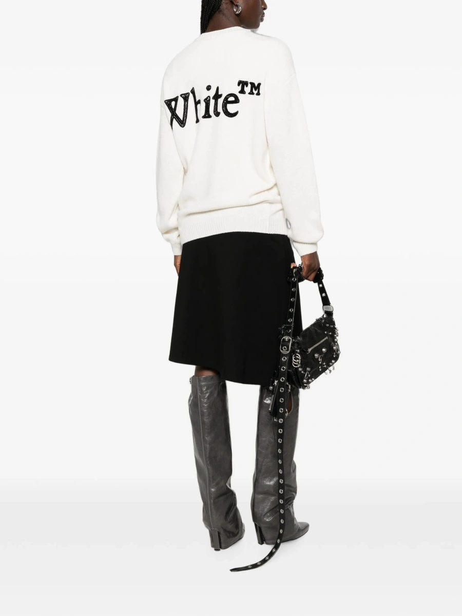 Pulover tricotat Off-White din lana si poliamida - Img 2