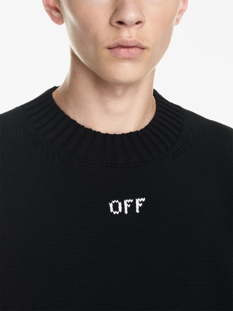 Pulover tricotat Off-White negru - Img 5