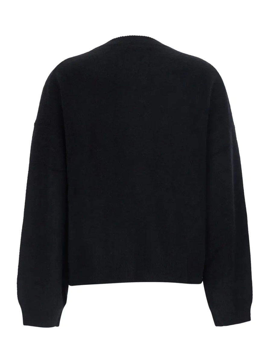 Pulover 'Tristan' Black Sweater with round neck and dropped shoulders in wool blend for women - Img 2