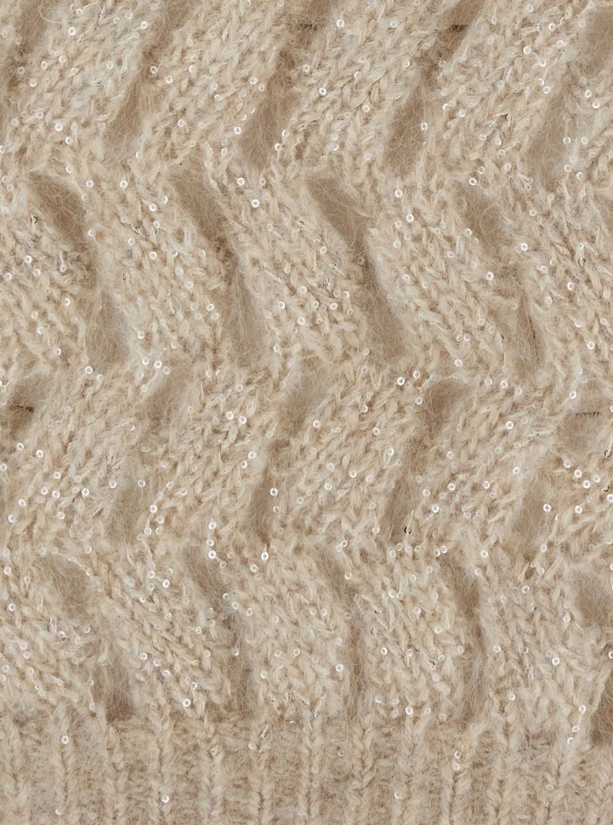 Pulover White Crewneck sweater with cable knit design in Blend wool for women - Img 3