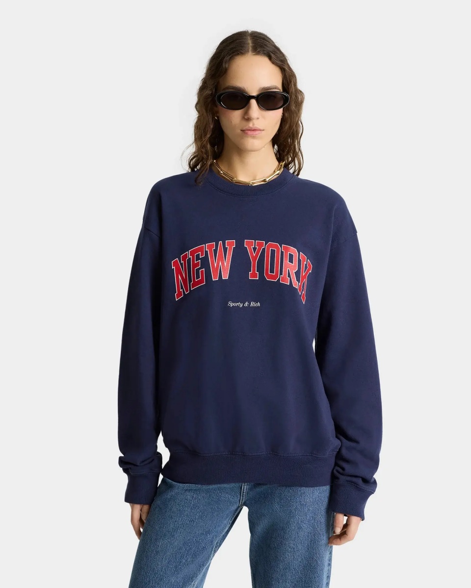 Pulovere SPORTY&amp;RICH CREWNECK ST071606304BL106 DARK NAVY - Img 3
