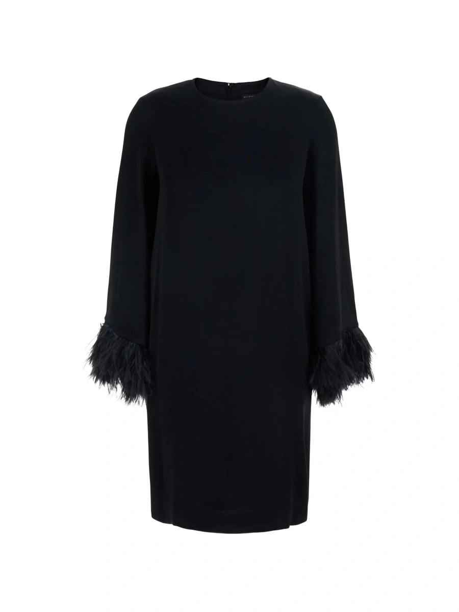 Rochie ANTONELLI neagra din satin - Img 6