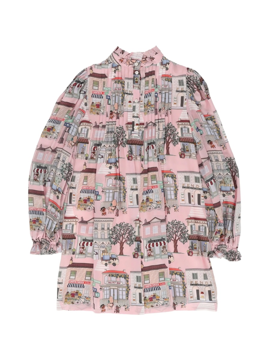 Rochie casual Fendi roz din vascoza - Img 2