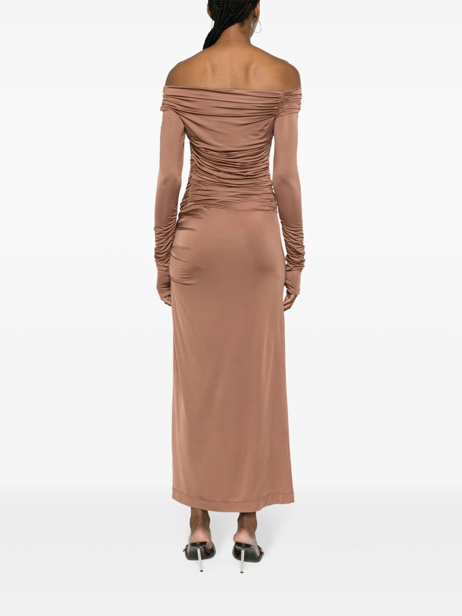 Rochie de ocazie HELMUT LANG maro din vascoza si spandex/elastan - Img 4