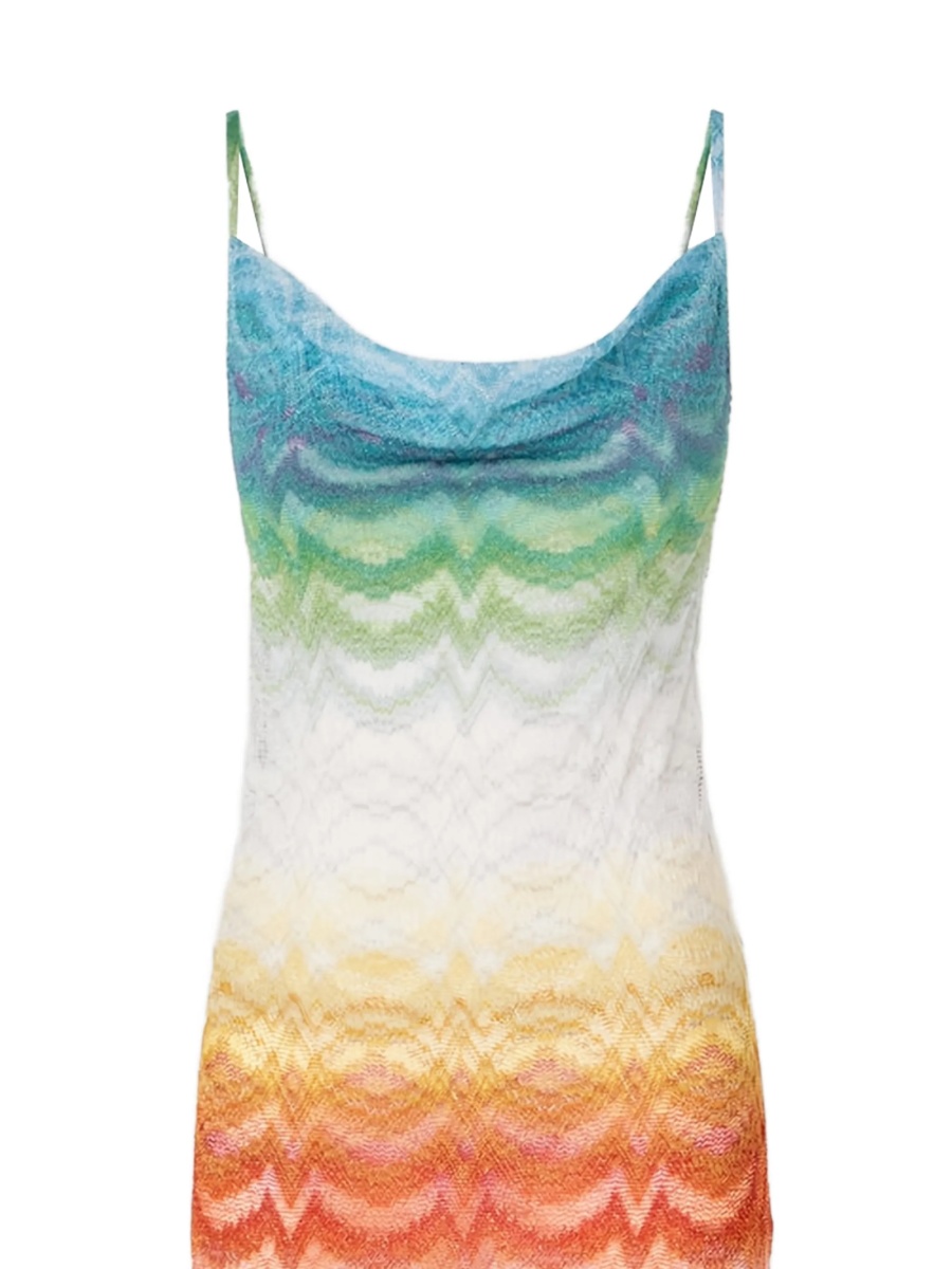 Rochie de plaja MISSONI BEACHWEAR alba din raion si fibre metalice - Img 2