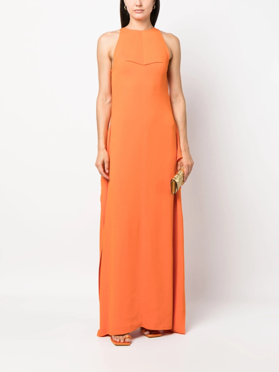 Rochie de seara Lanvin portocalie din acetat si vascoza - Img 2