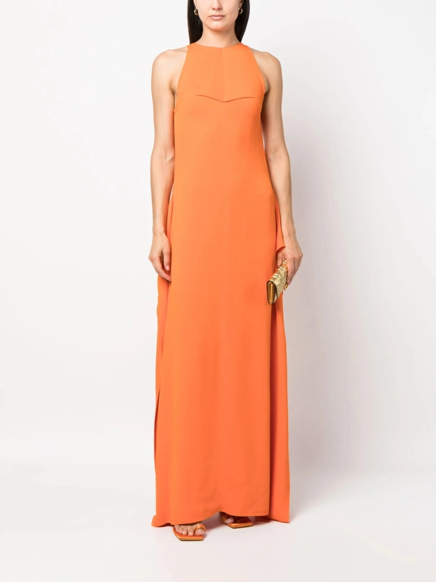 Rochie de seara Lanvin portocalie din acetat si vascoza - Img 2