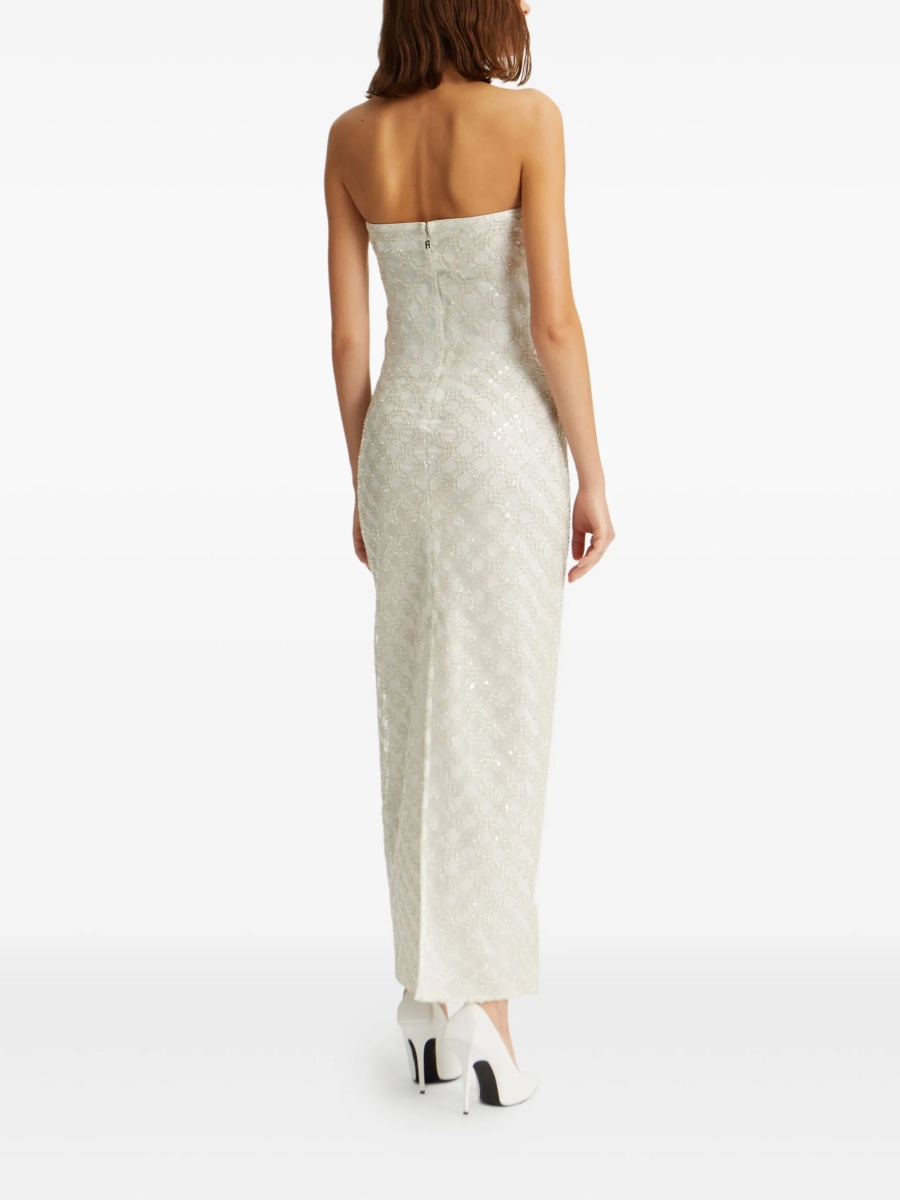 Rochie de seara ROTATE Birger Christensen alba din poliester reciclat - Img 3