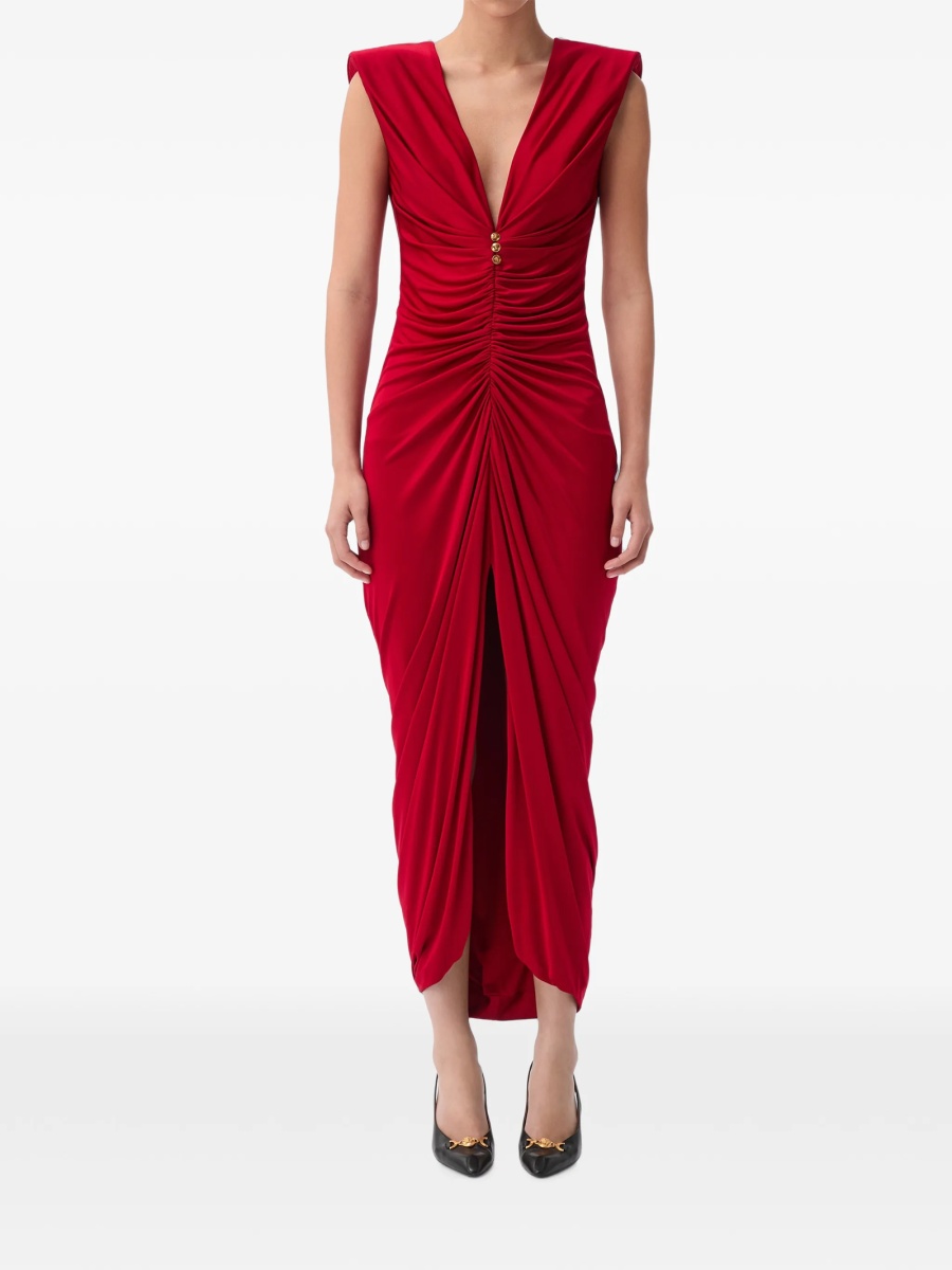 Rochie de seara Versace rosie din vascoza - Img 2