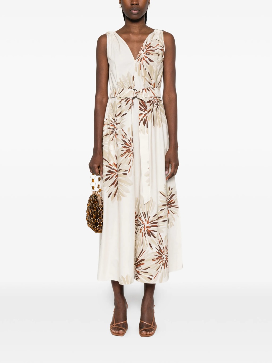 Rochie de zi Brunello Cucinelli neutra din alama eco si bumbac - Img 2