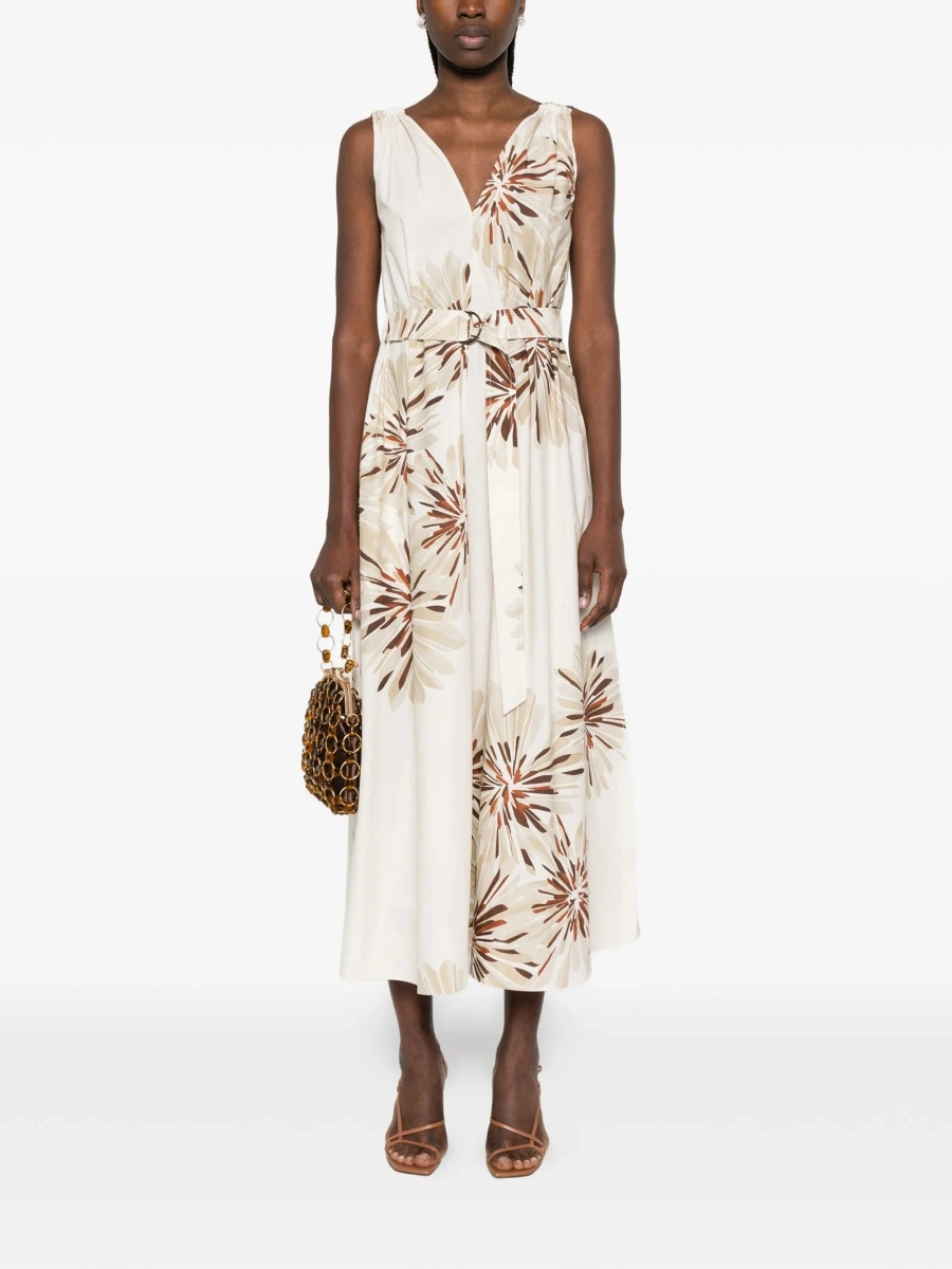 Rochie de zi Brunello Cucinelli neutra din alama eco si bumbac - Img 2