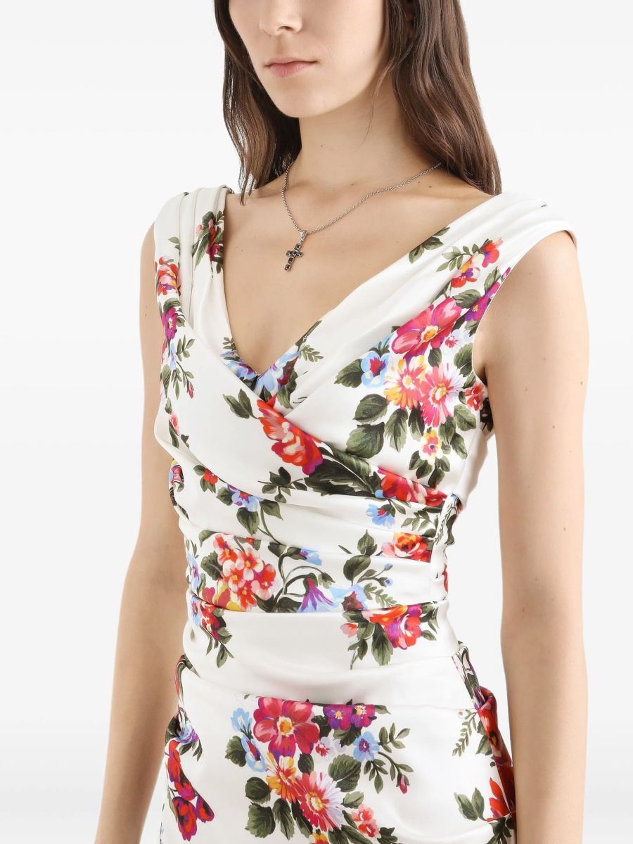 Rochie de zi Dolce &amp; Gabbana alba din elastan si vascoza - Img 5