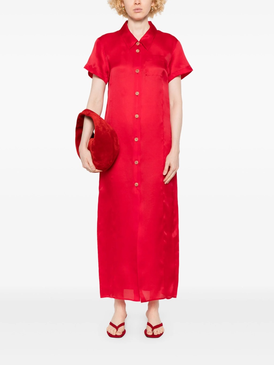 Rochie de zi Khaite rosie din matase - Img 2