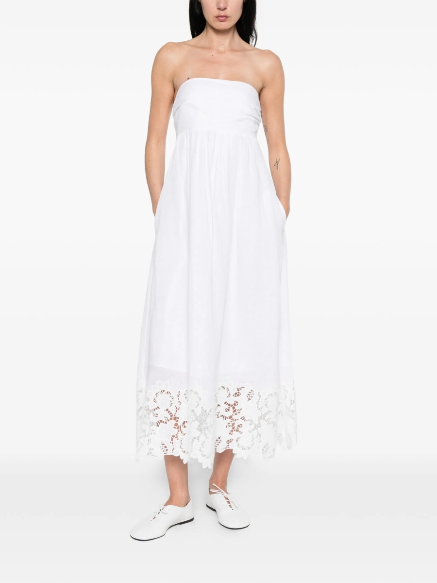 Rochie de zi MaxMara Studio alba din in si polyester - Img 2