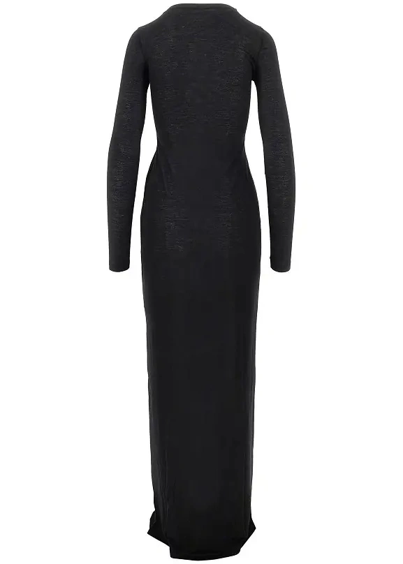 Rochie lunga 7 For All Mankind neagra din jerse - Img 3
