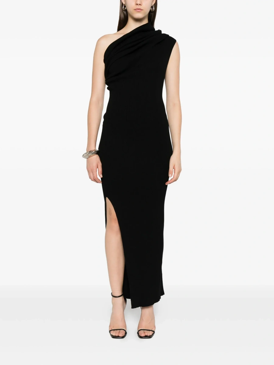Rochie lunga Rick Owens neagra din vascoza - Img 4