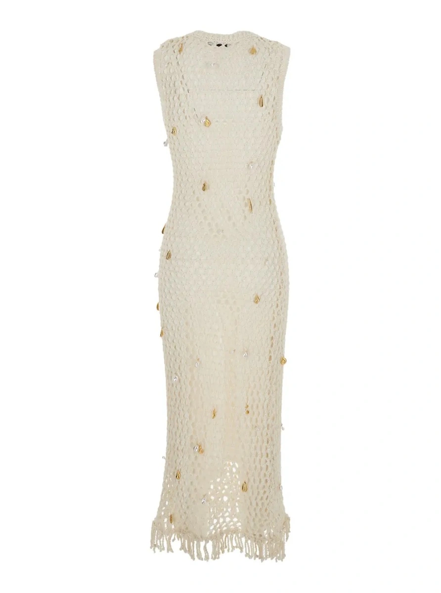 Rochie lunga SIMKHAI alba din bumbac si nylon - Img 2