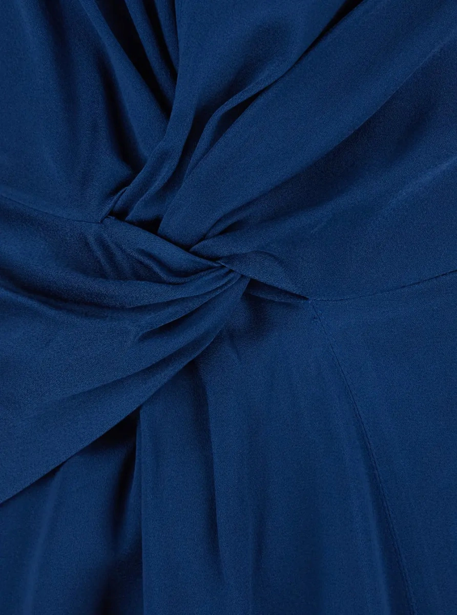 Rochie lunga Victoria Beckham albastra din vascoza - Img 2