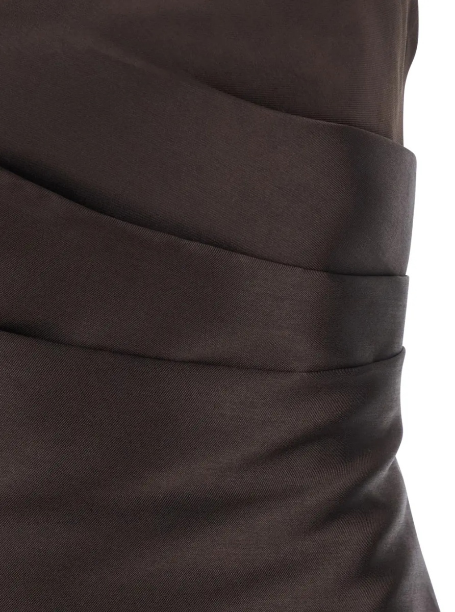 Rochii 'Alia' Brown Long Dress with Straight Neckline and Flared Design in Tech Fabric Women - Img 3