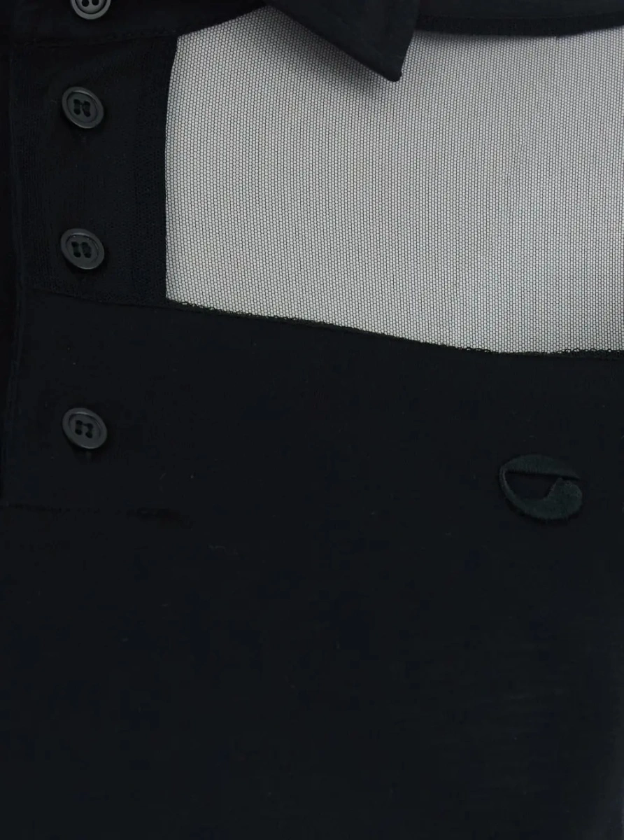 Rochii Black Long Dress with Logo Embroidery on the Front and All-Over Stripes in Cotton Blend Woman - Img 3