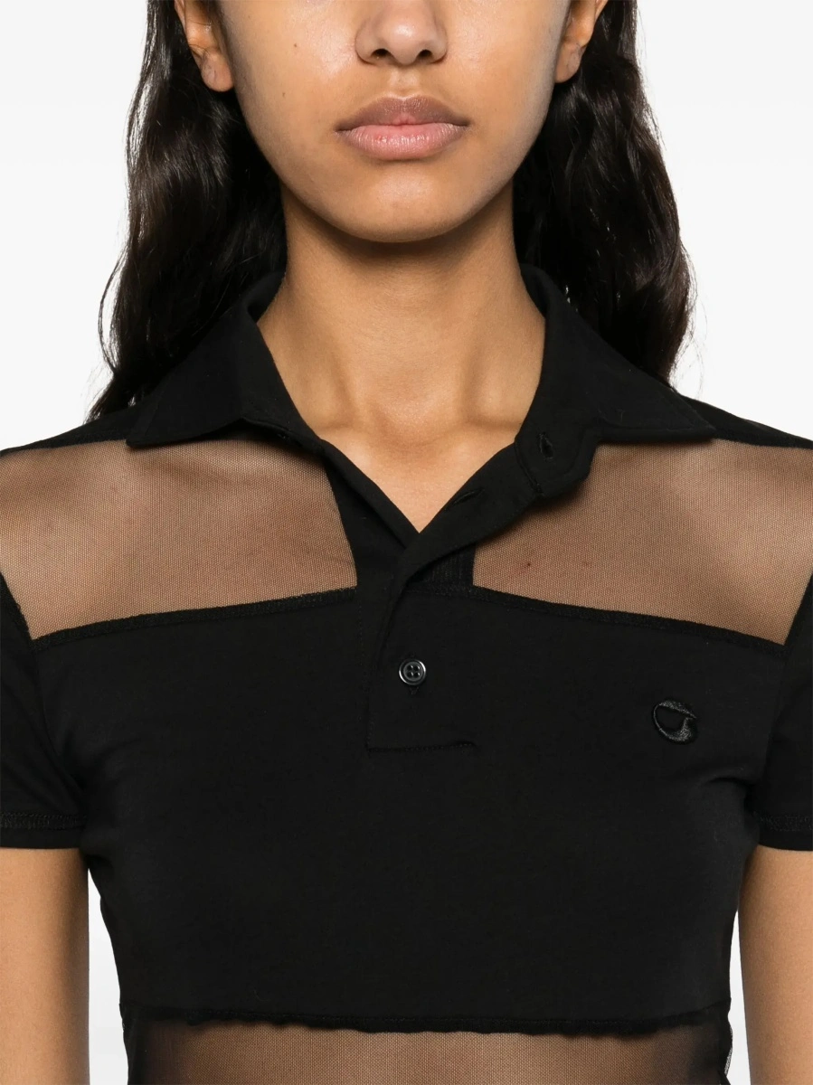 Rochii Black Long Dress with Logo Embroidery on the Front and All-Over Stripes in Cotton Blend Woman - Img 7