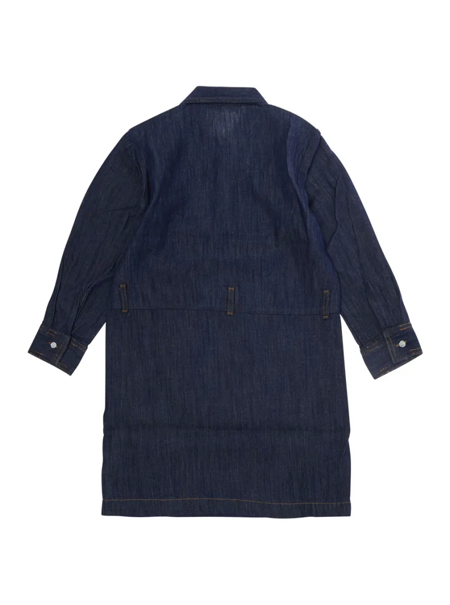 Rochii Blue Dress with classic collar and logo lettering on the front in denim Girl - Img 2