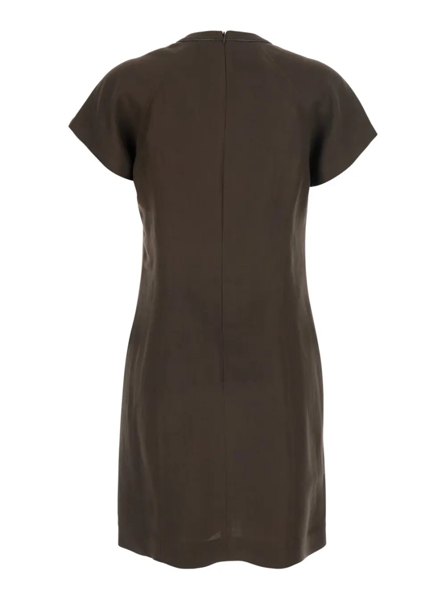 Rochii Brown Dress with Monil Detail on the Front in Viscose Blend for Women - Img 2