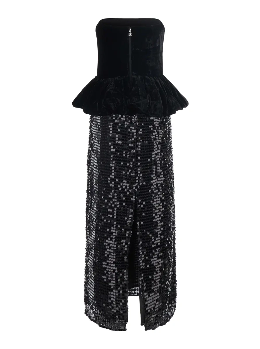 Rochii Dress SEQUINS MAXI PEPLUM with polyester fabric and black color for women - Img 2