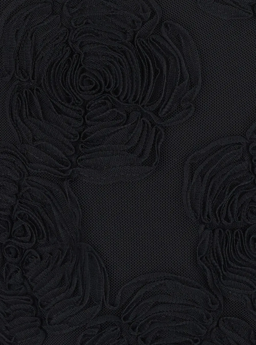 Rochii FLOWER MESH LS MINI DRESS with polyester details and black color for women - Img 3