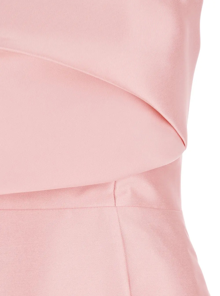 Rochii KIKI MIDAXI DRESS Pink Long Dress with V-neck and Pleated Details in Polyester Women - Img 3