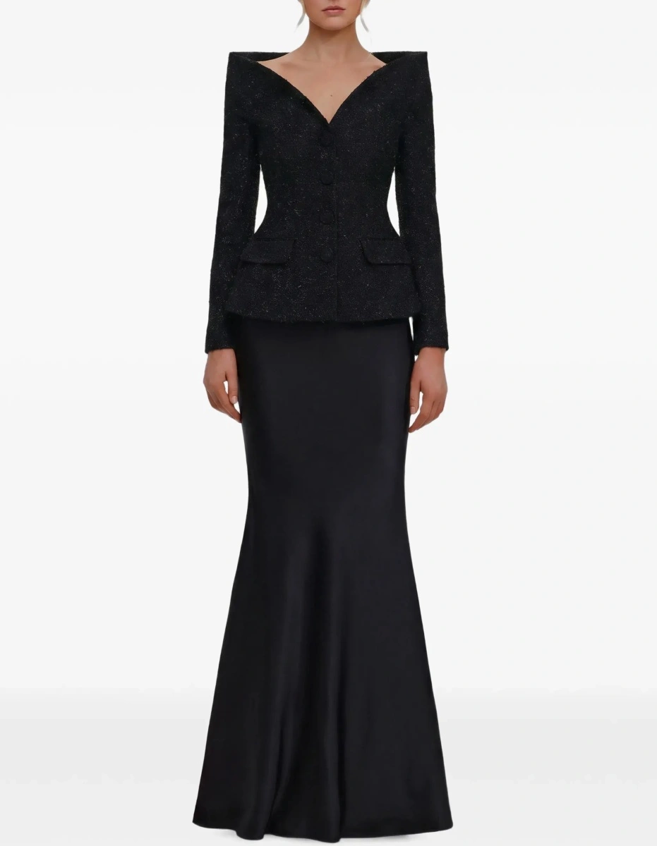 Rochii Metallic Bouclé Satin Maxi Dress - Img 8