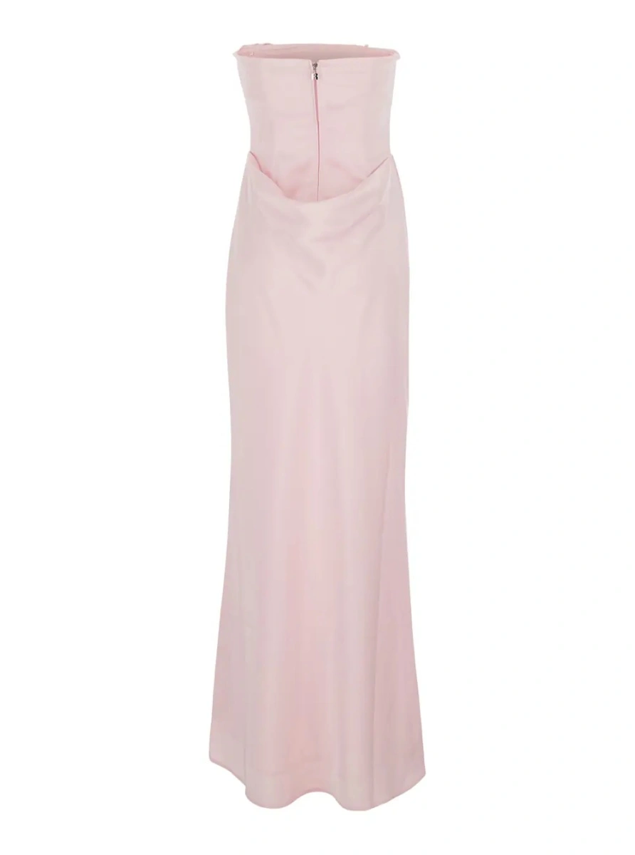 Rochii Pink Long sleeveless dress with draping in Tech Fabric for woman - Img 2