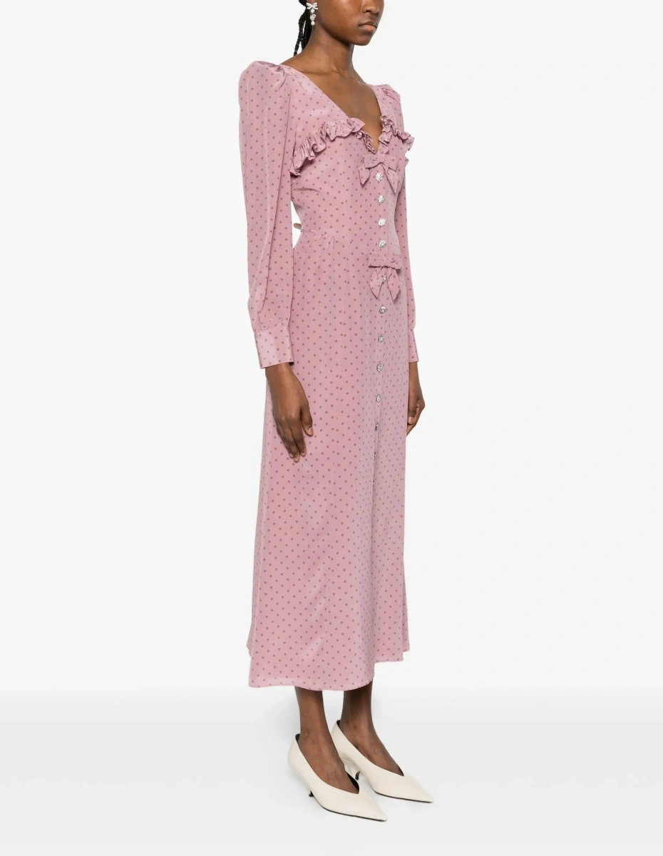 Rochii Polka Dot Midi Dress with Ruffles - Img 5