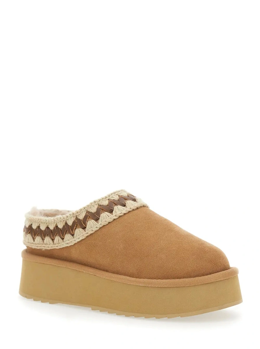 Saboti Beige Mules with Braided Detail in Suede Woman - Img 2