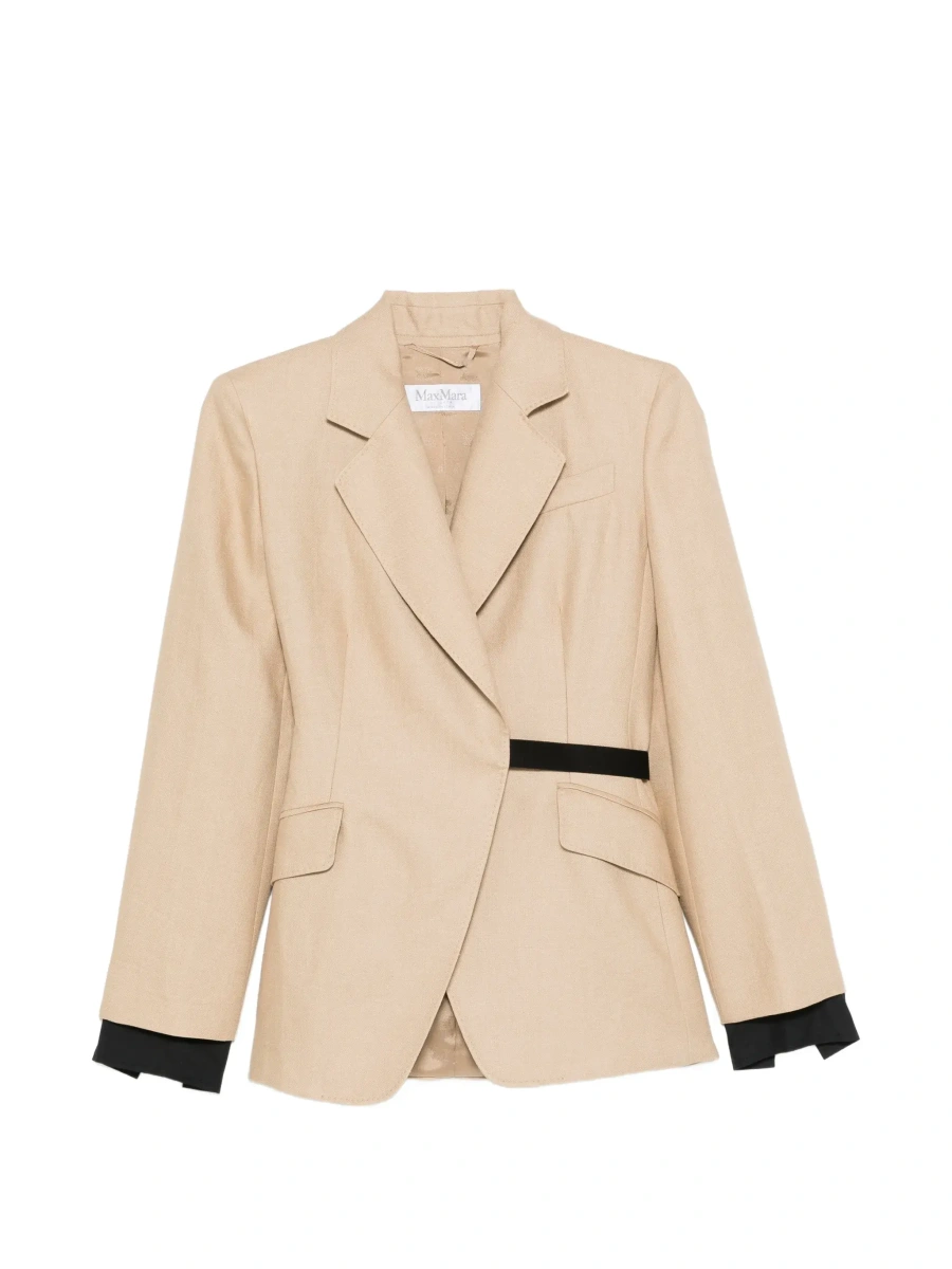 Sacou 'Fionda' Beige Linen Jacket with Notched Revers and Adjustable Waist Belt Woman - Img 8