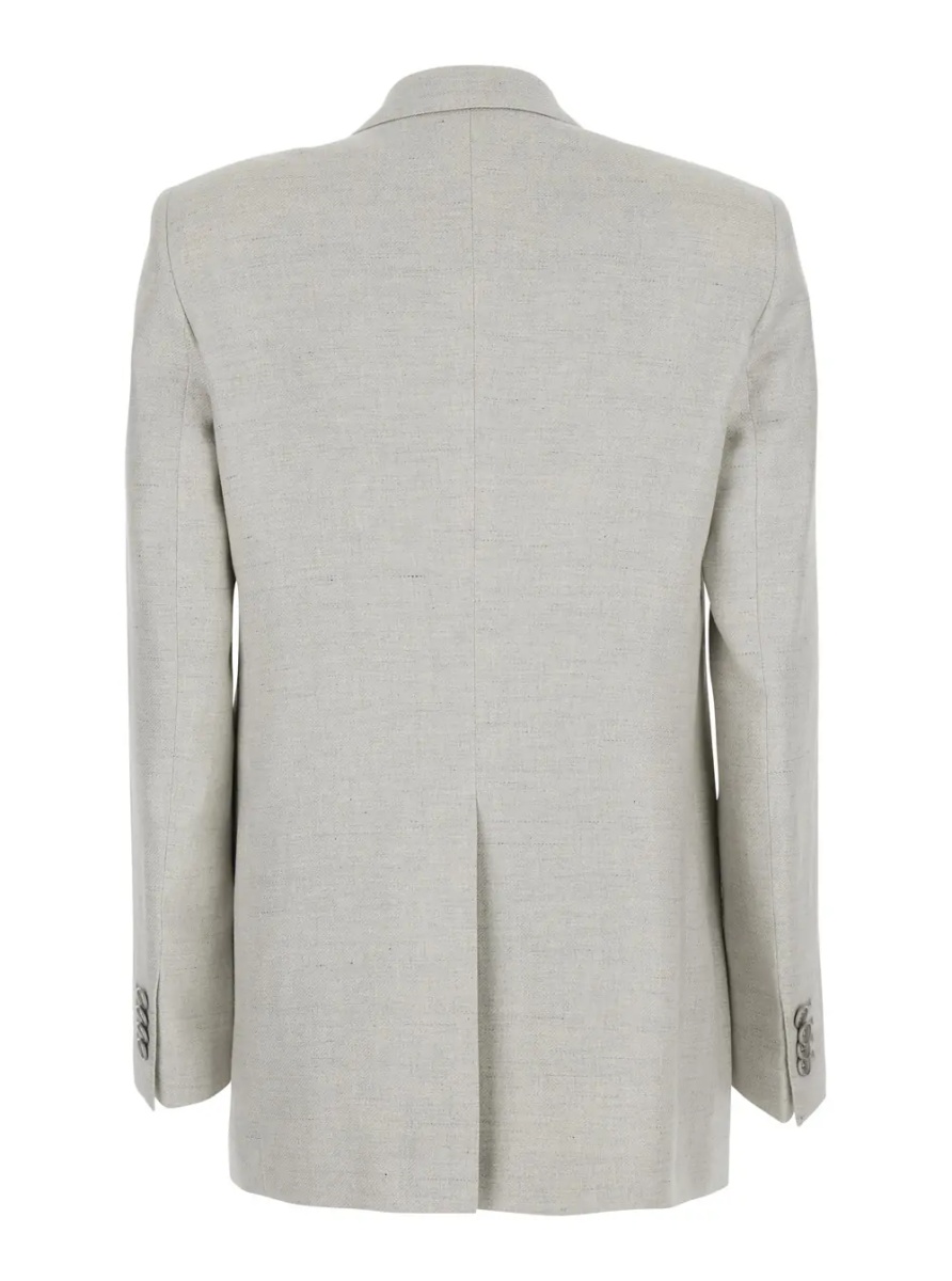 Sacou JASMINE SILK WOOL Jacket with Collar and Front Closure in White Women - Img 2
