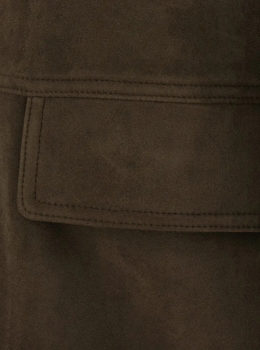 Sacou 'LILY' brown Jacket with classic collar and side pockets in eco-leather for women - Img 3
