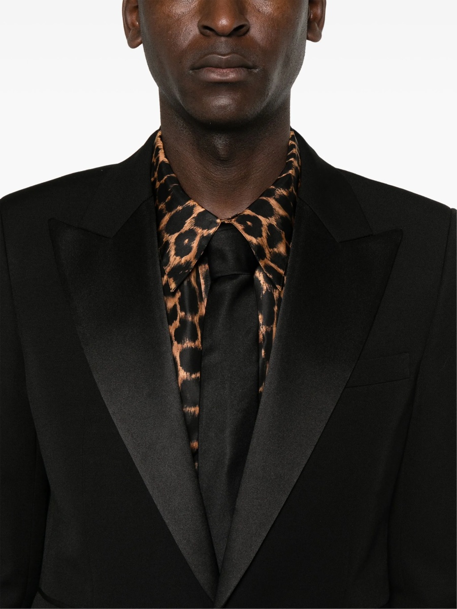 Sacou Saint Laurent negru din lana si polyester - Img 5