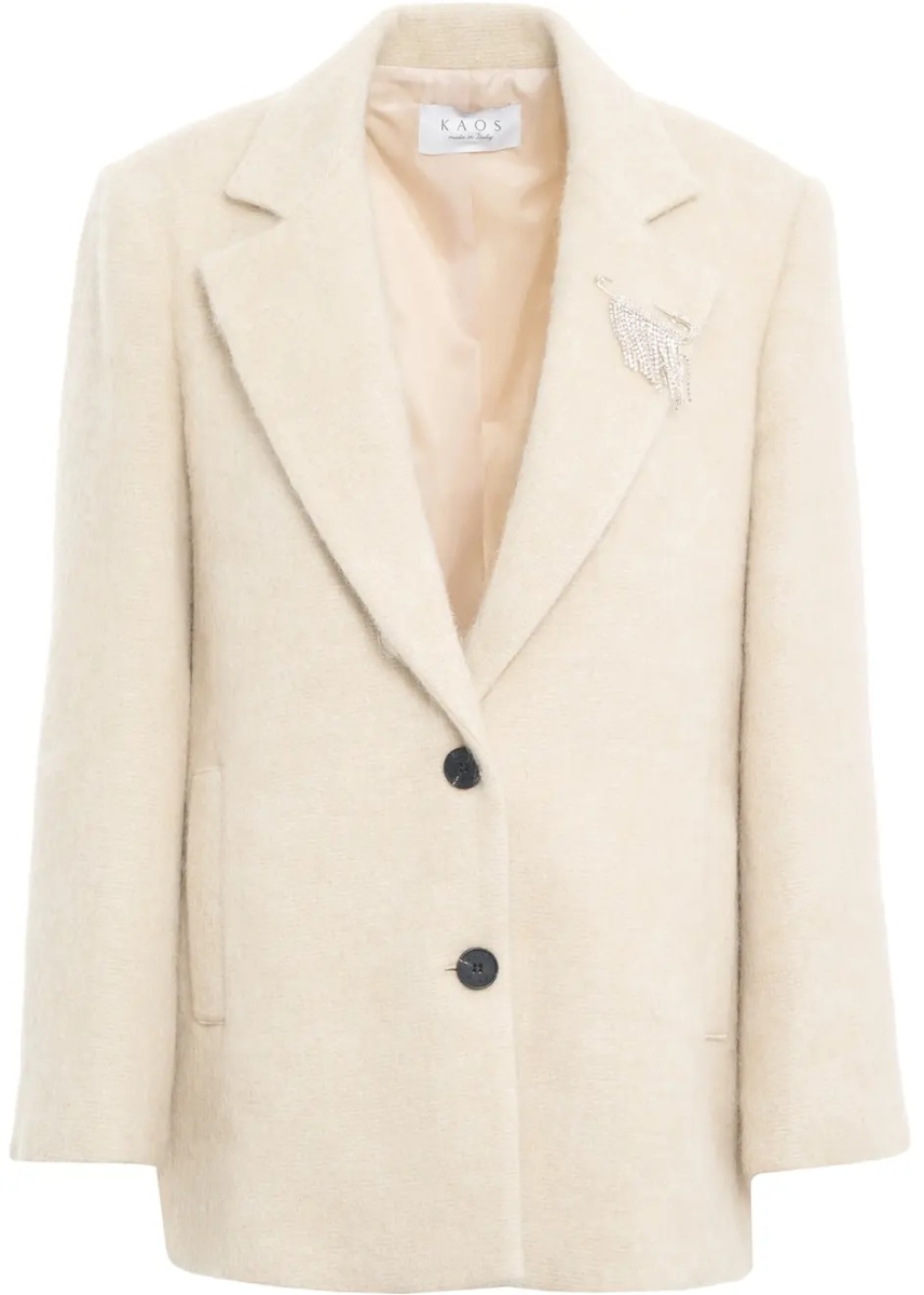 Sacou Single-breasted blazer in wool with brooch - Img 2