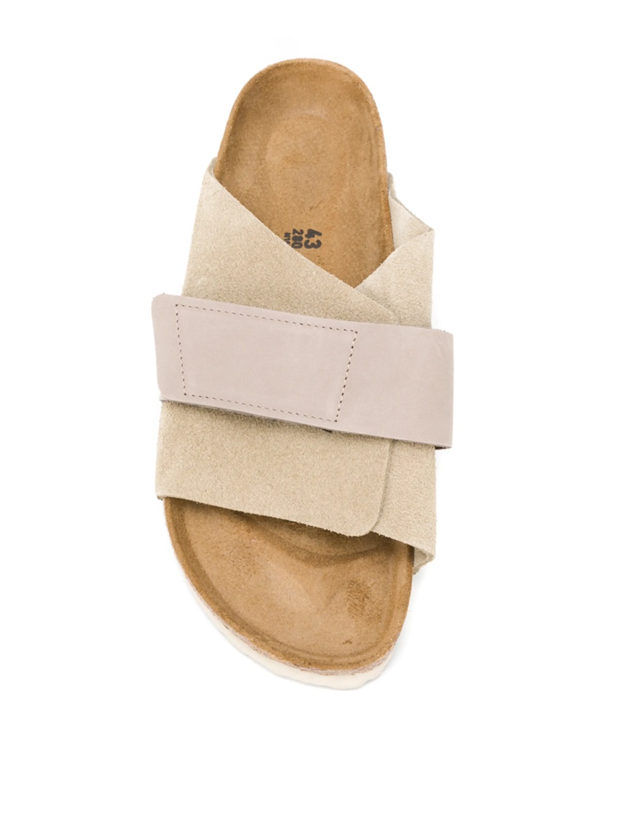 Sandale Birkenstock neutre din piele intoarsa si piele - Img 4