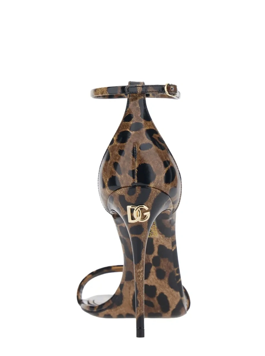 Sandale cu toc Dolce &amp; Gabbana maro din piele - Img 4