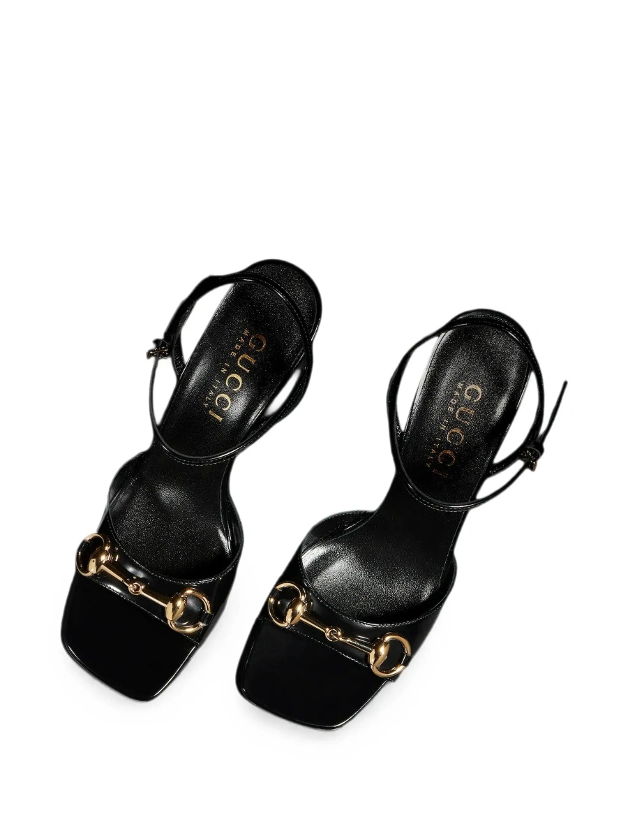Sandale cu toc Gucci negre din piele - Img 6