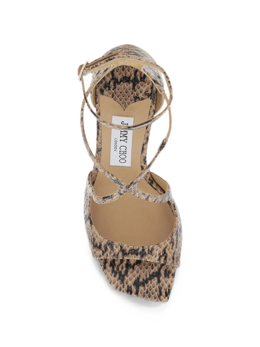 Sandale cu toc Jimmy Choo bej din piele - Img 6
