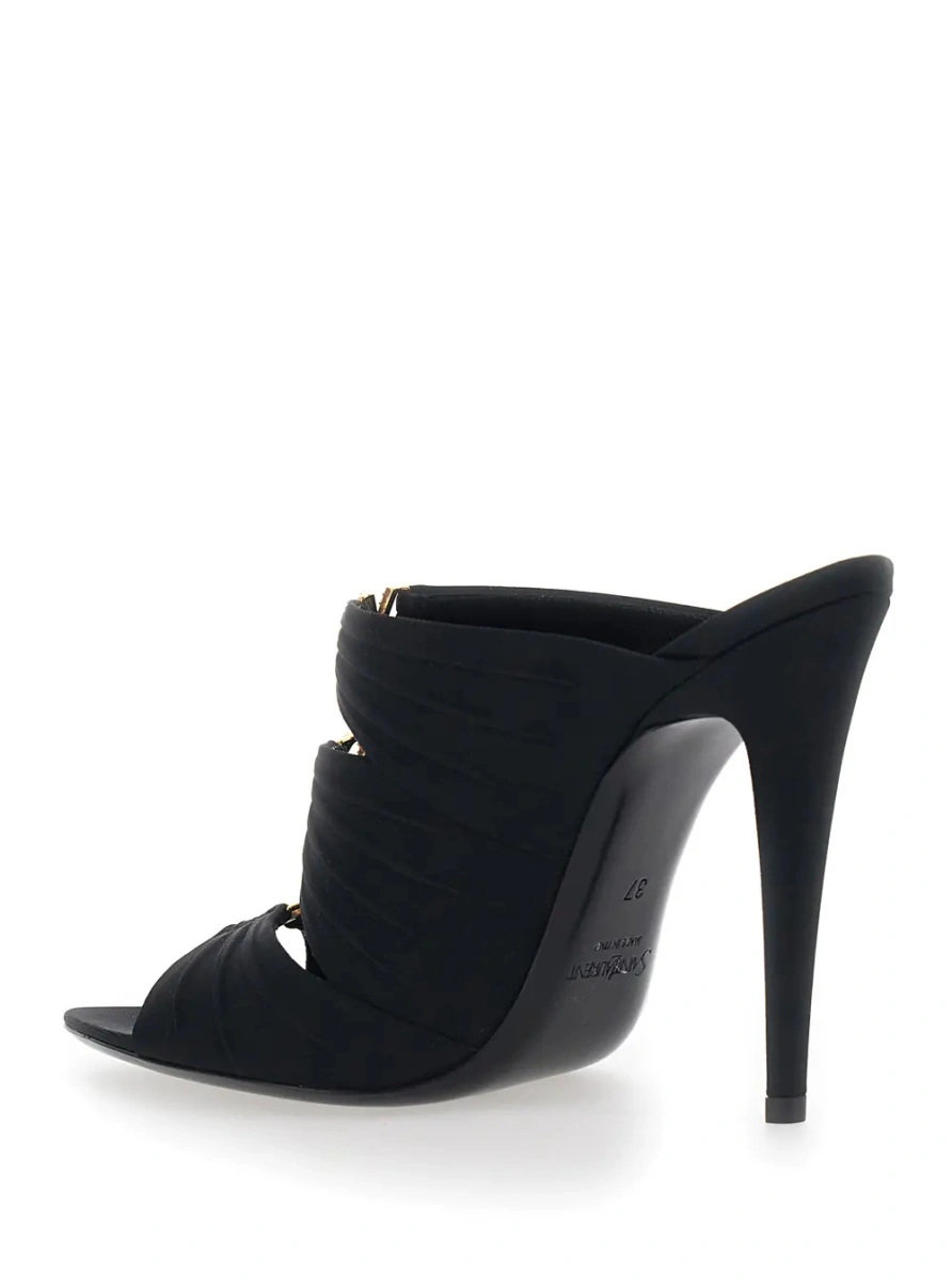 Sandale cu toc Saint Laurent negre din piele - Img 3