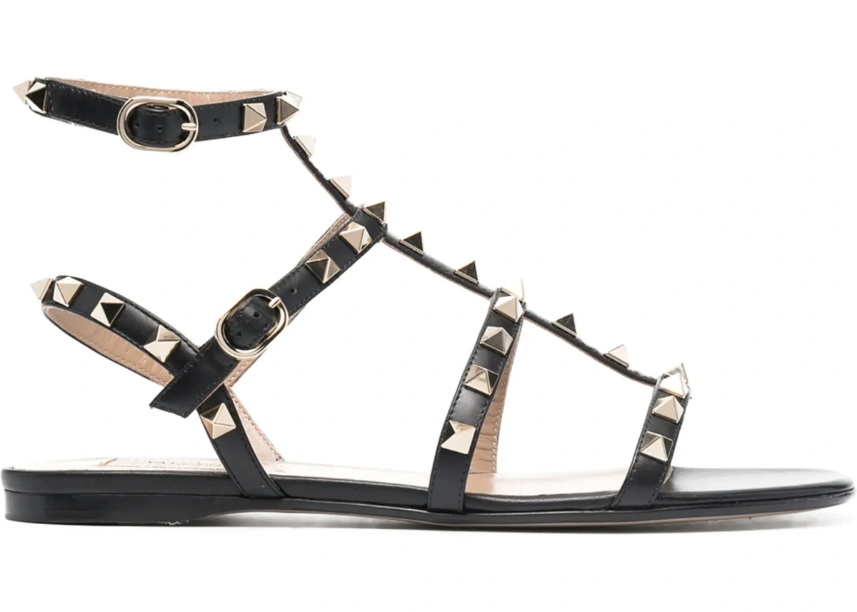 Sandale Valentino Garavani 'Rockstud' negre din piele - Img 7