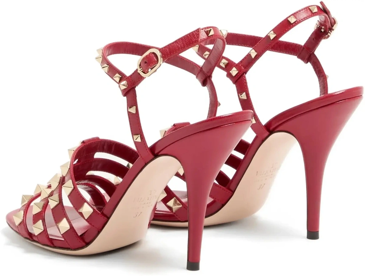 Sandale Valentino Garavani 'Rockstud' rosii din piele - Img 6
