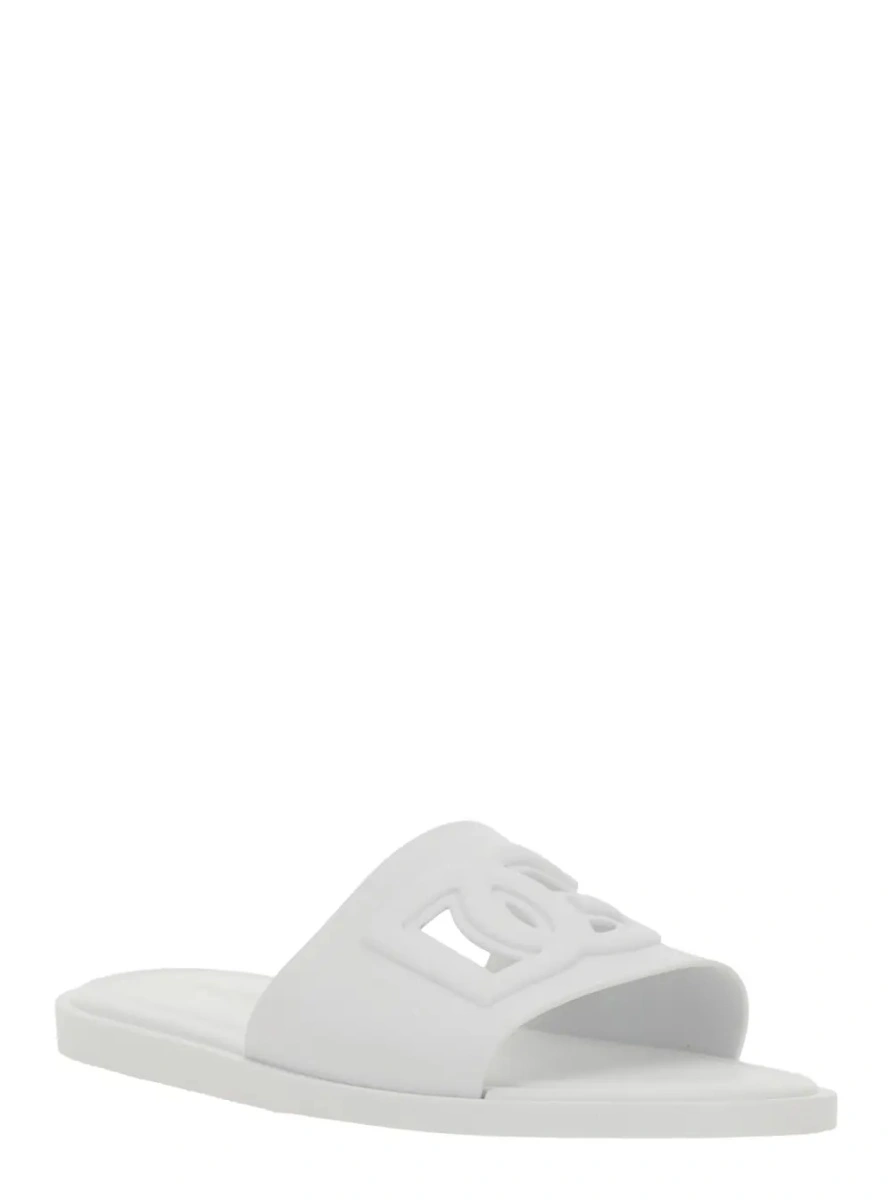 Sandale White Rubber Logo Detail Slip-On Sandals for Men - Img 2
